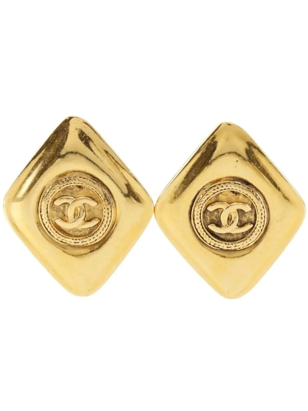 Chanel CC Logo Vintage Gold Plated Earrings